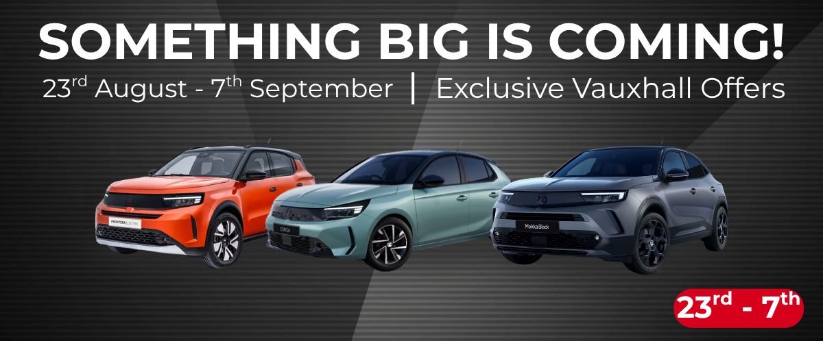Promotional image for Vauxhall offers from 23rd August to 7th September with three cars displayed.