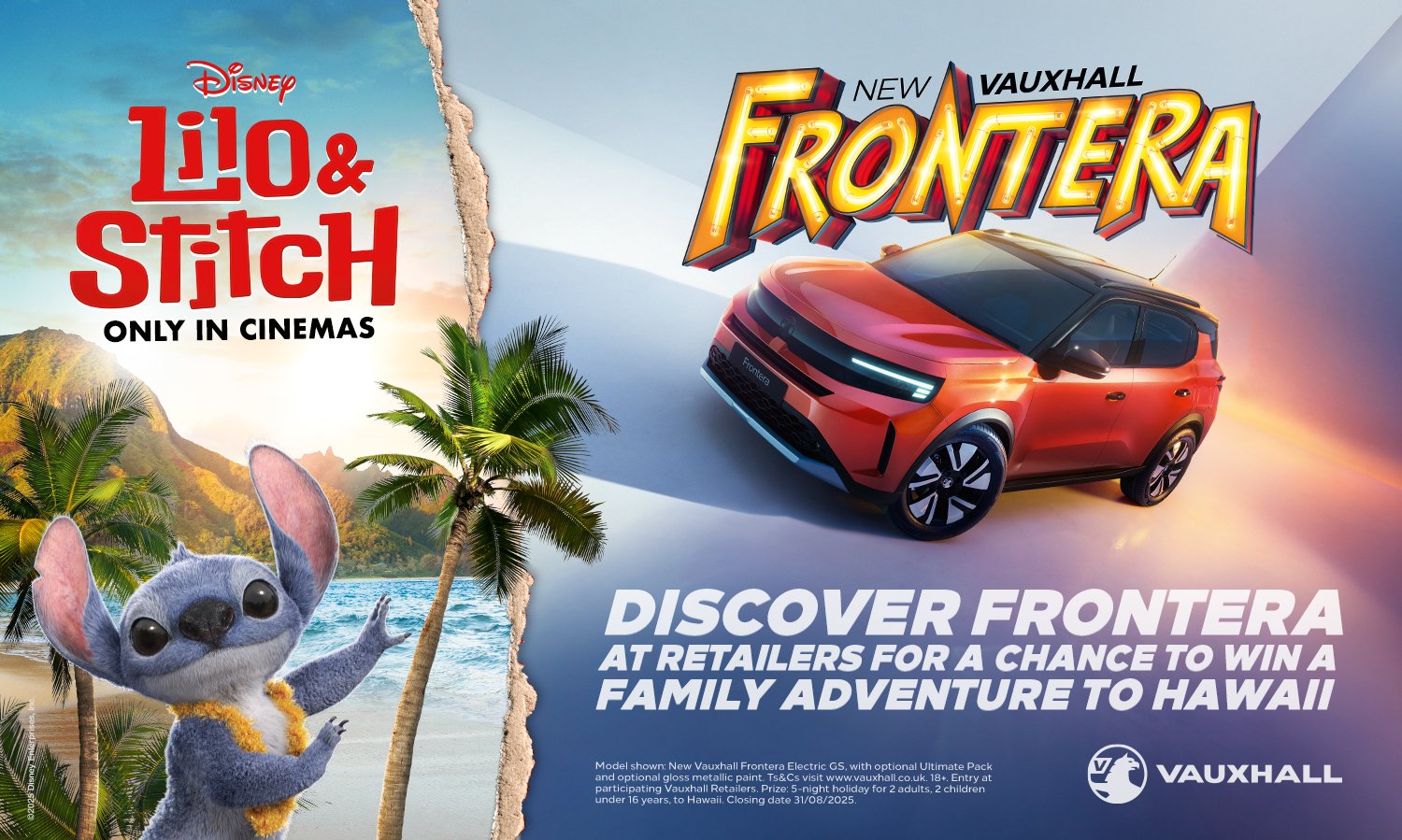 Lilo & Stitch cinema promo with Vauxhall Frontera ad on the right.